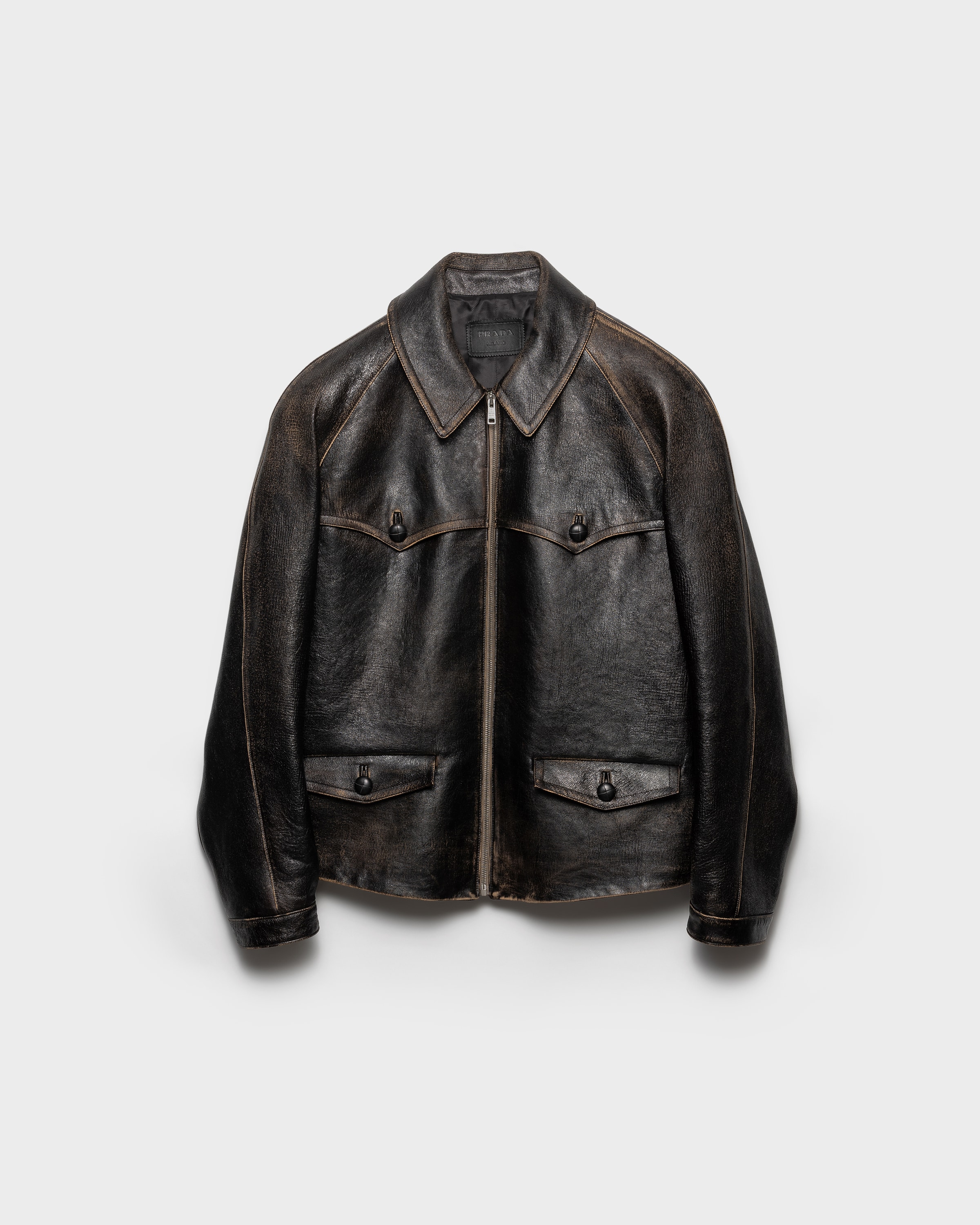Black Leather Jacket | PRADA