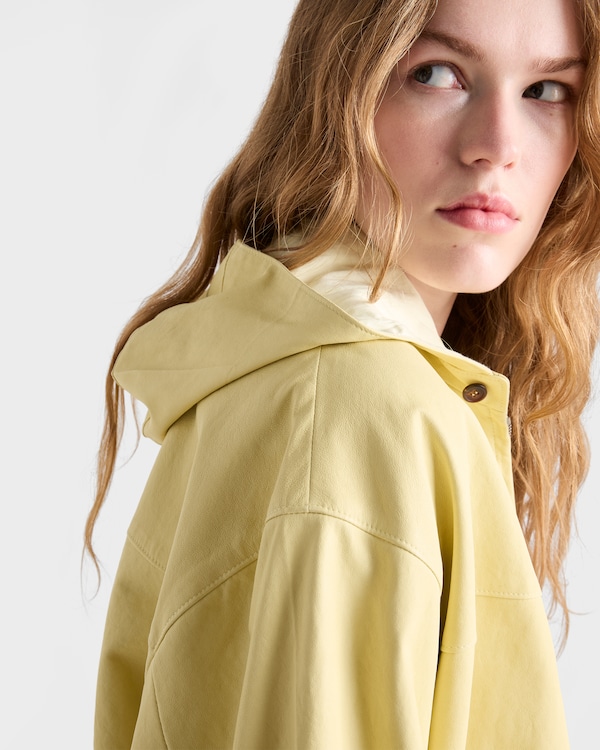 ナッパレザー フード付ジャケット - バニラ ナッパレザー フード付ジャケット - バニラ