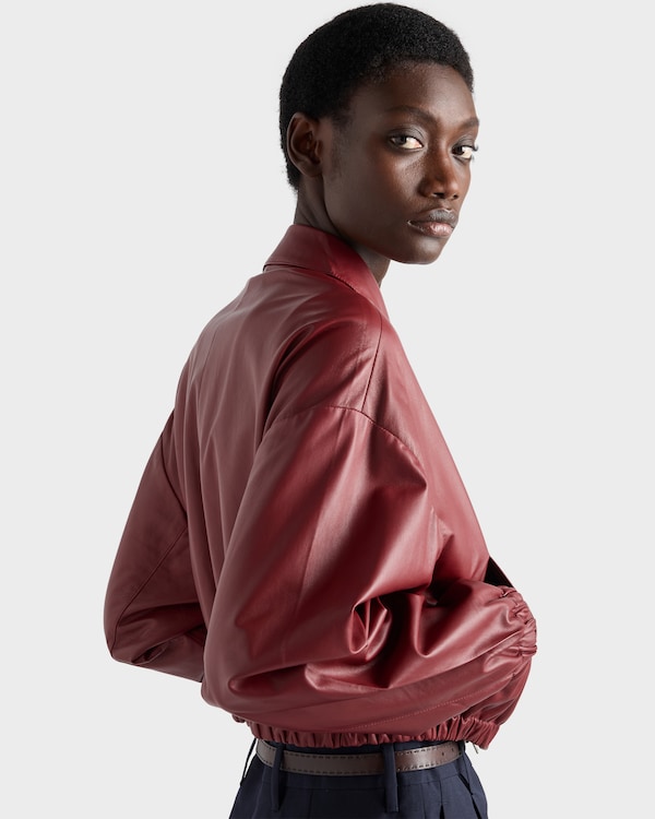 Veste en cuir nappa - Cerise Veste en cuir nappa - Cerise