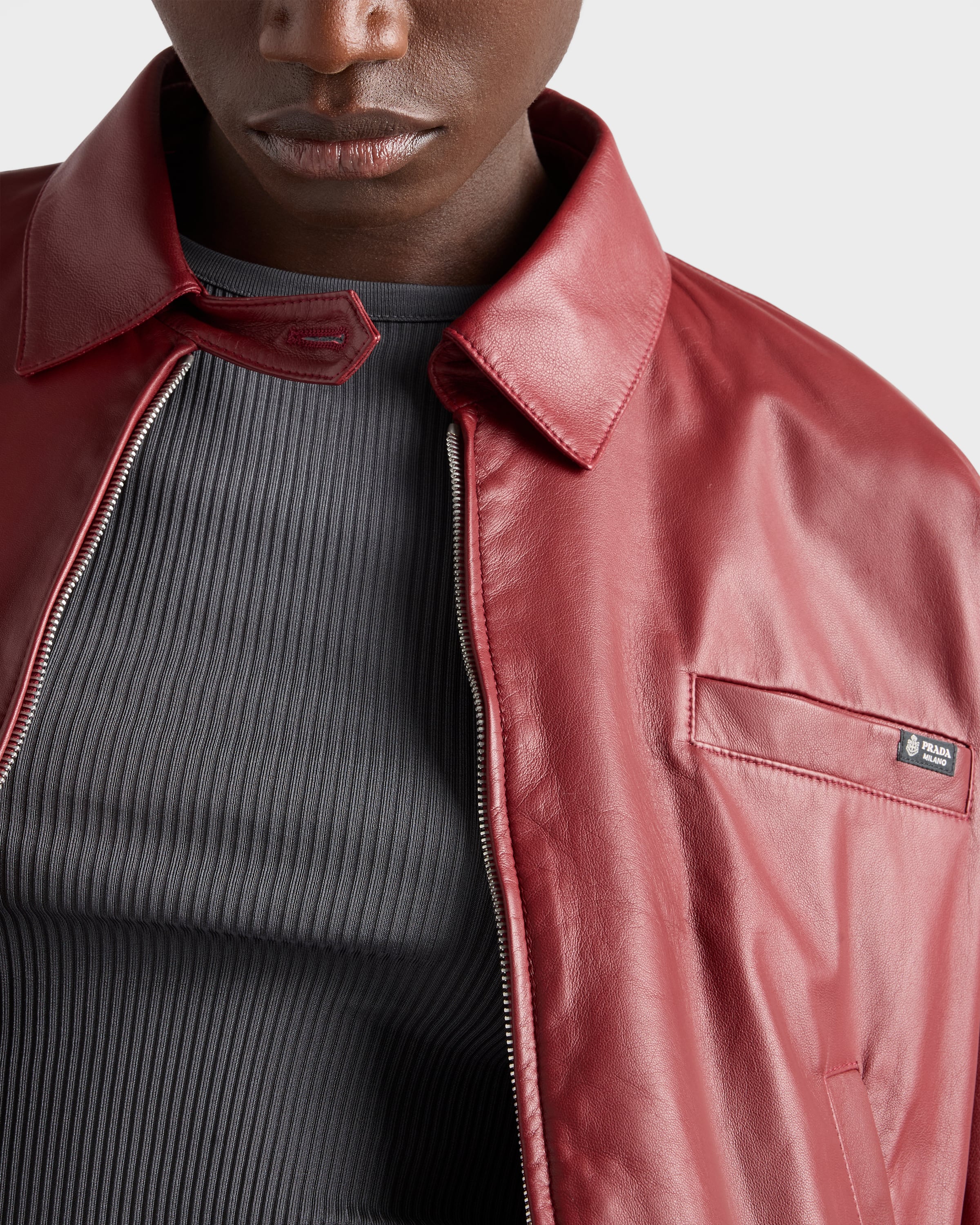 Cherry Nappa Leather Jacket | PRADA - United States
