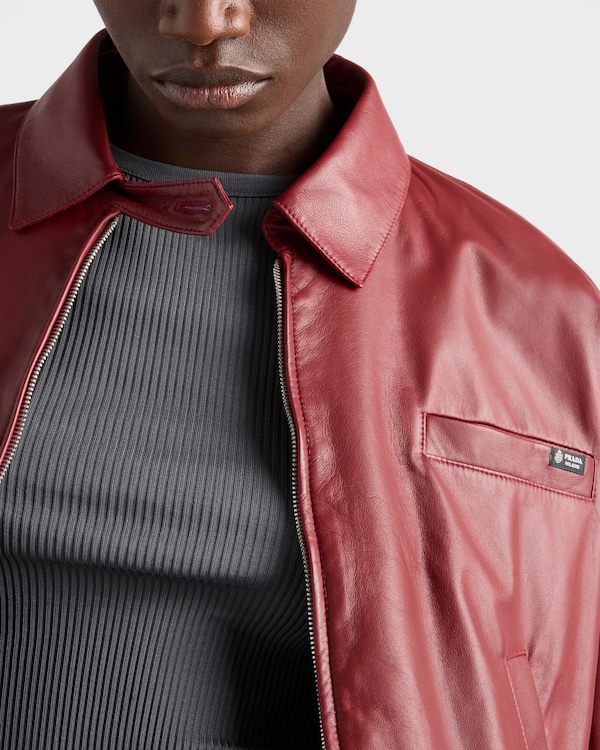 Veste en cuir nappa - Cerise Veste en cuir nappa - Cerise