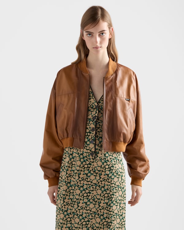 Cropped nappa leather jacket - Light Tan Cropped nappa leather jacket - Light Tan