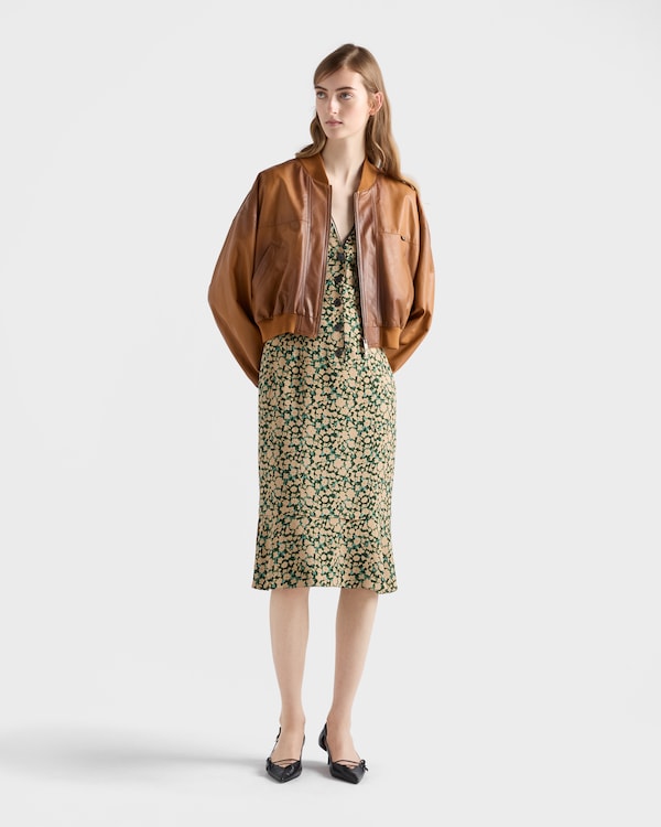 Cropped nappa leather jacket - Light Tan Cropped nappa leather jacket - Light Tan
