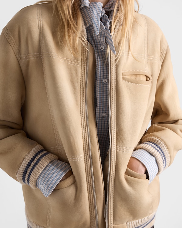 Sheepskin bomber jacket - Ivory/Ivory Sheepskin bomber jacket - Ivory/Ivory