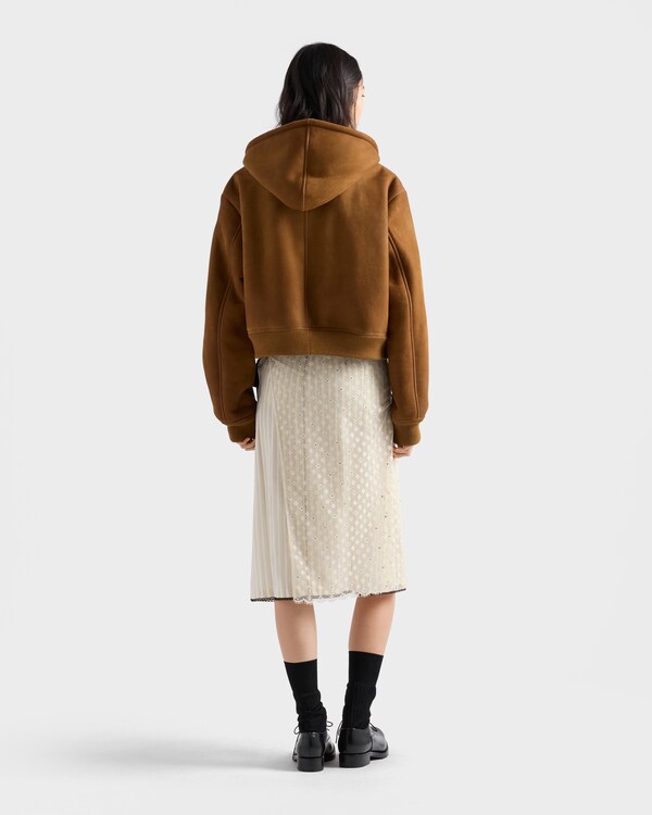 Hooded shearling jacket - Tobacco/Beige Hooded shearling jacket - Tobacco/Beige