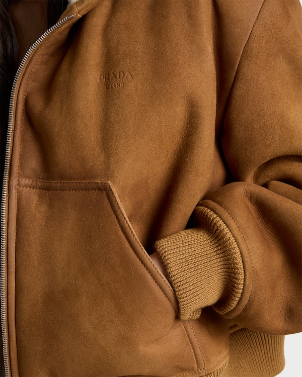Hooded shearling jacket - Tobacco/Beige Hooded shearling jacket - Tobacco/Beige