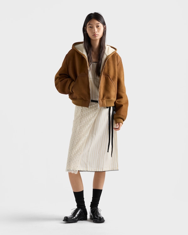 Hooded shearling jacket - Tobacco/Beige Hooded shearling jacket - Tobacco/Beige