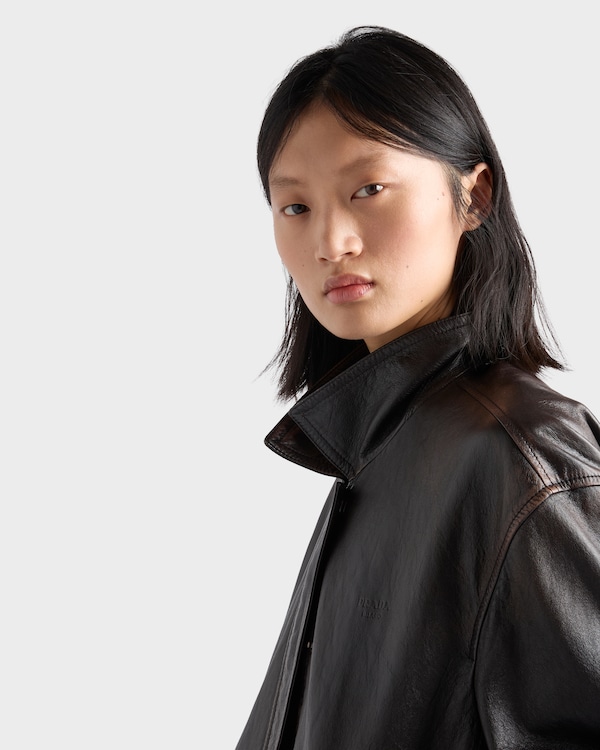 Nappa leather jacket - Marrom-Escuro Nappa leather jacket - Marrom-Escuro