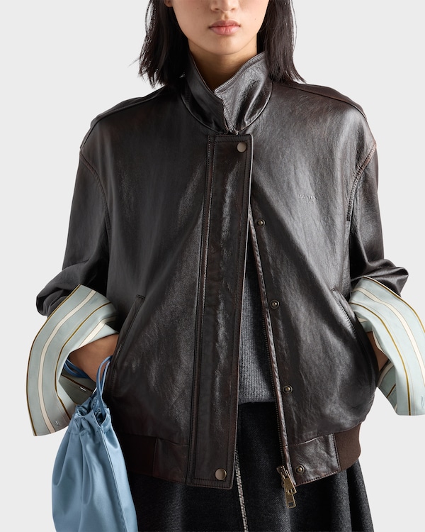 Nappa leather jacket - Marrom-Escuro Nappa leather jacket - Marrom-Escuro