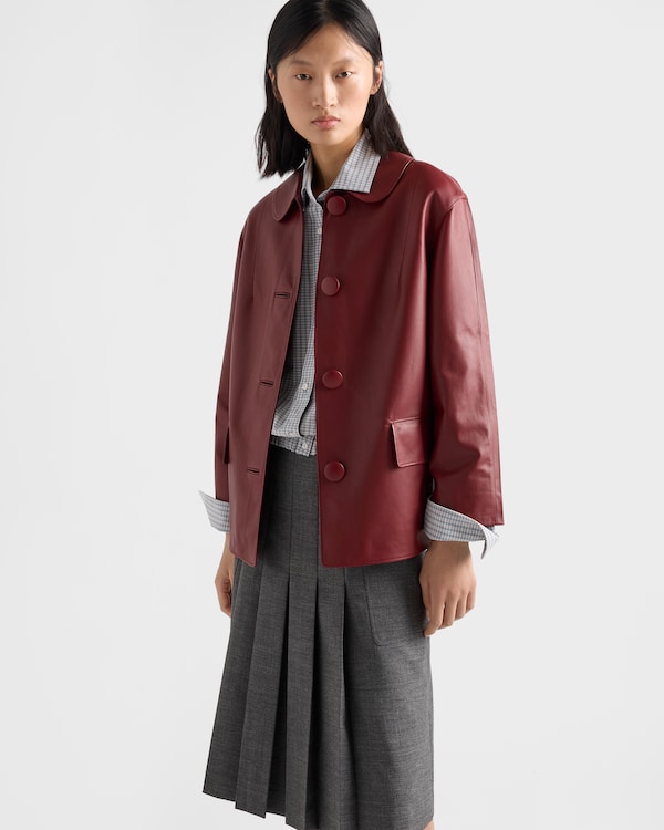 Veste en cuir nappa - Cerise Veste en cuir nappa - Cerise