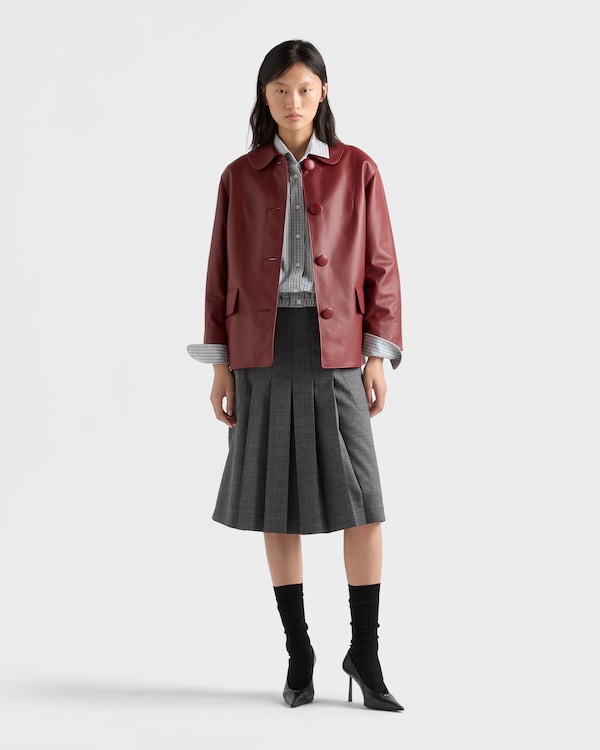 Veste en cuir nappa - Cerise Veste en cuir nappa - Cerise