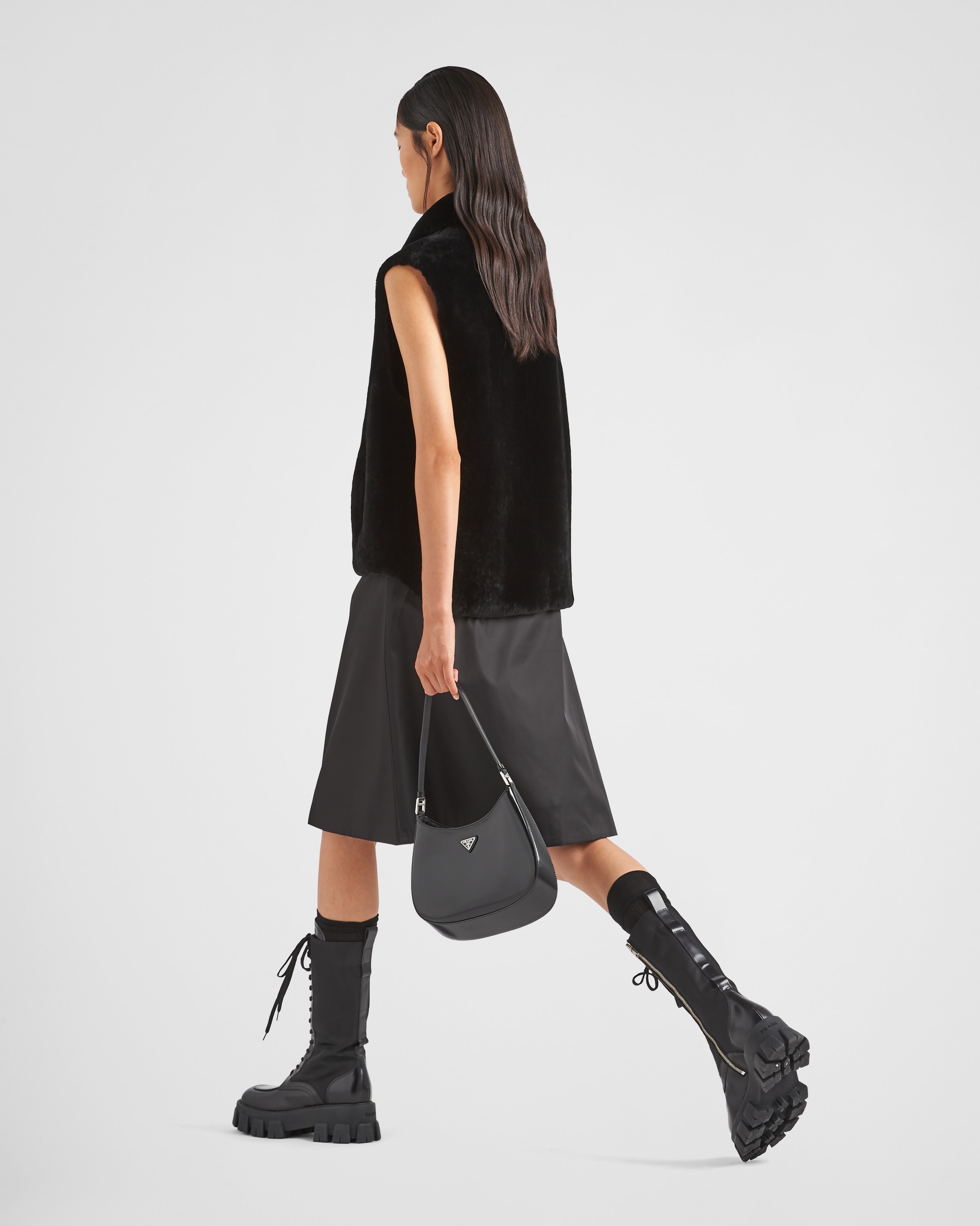 Black Shearling vest | PRADA