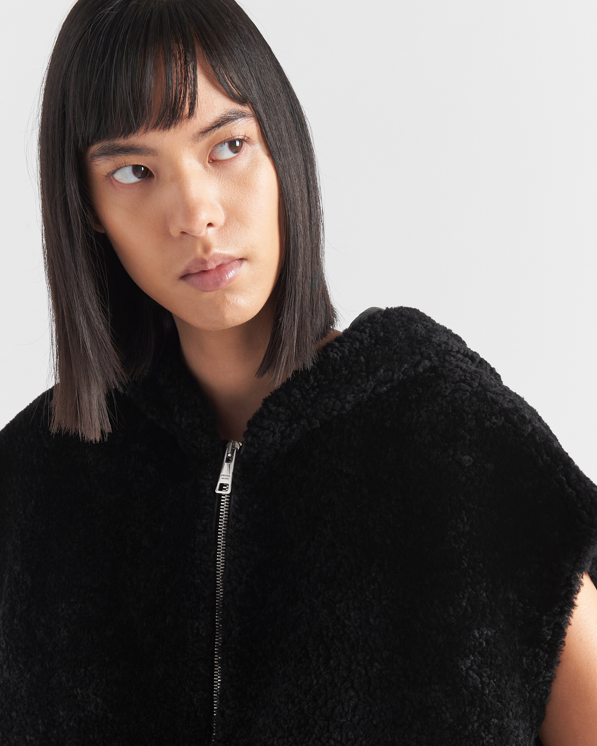 Black Nappa shearling vest | PRADA