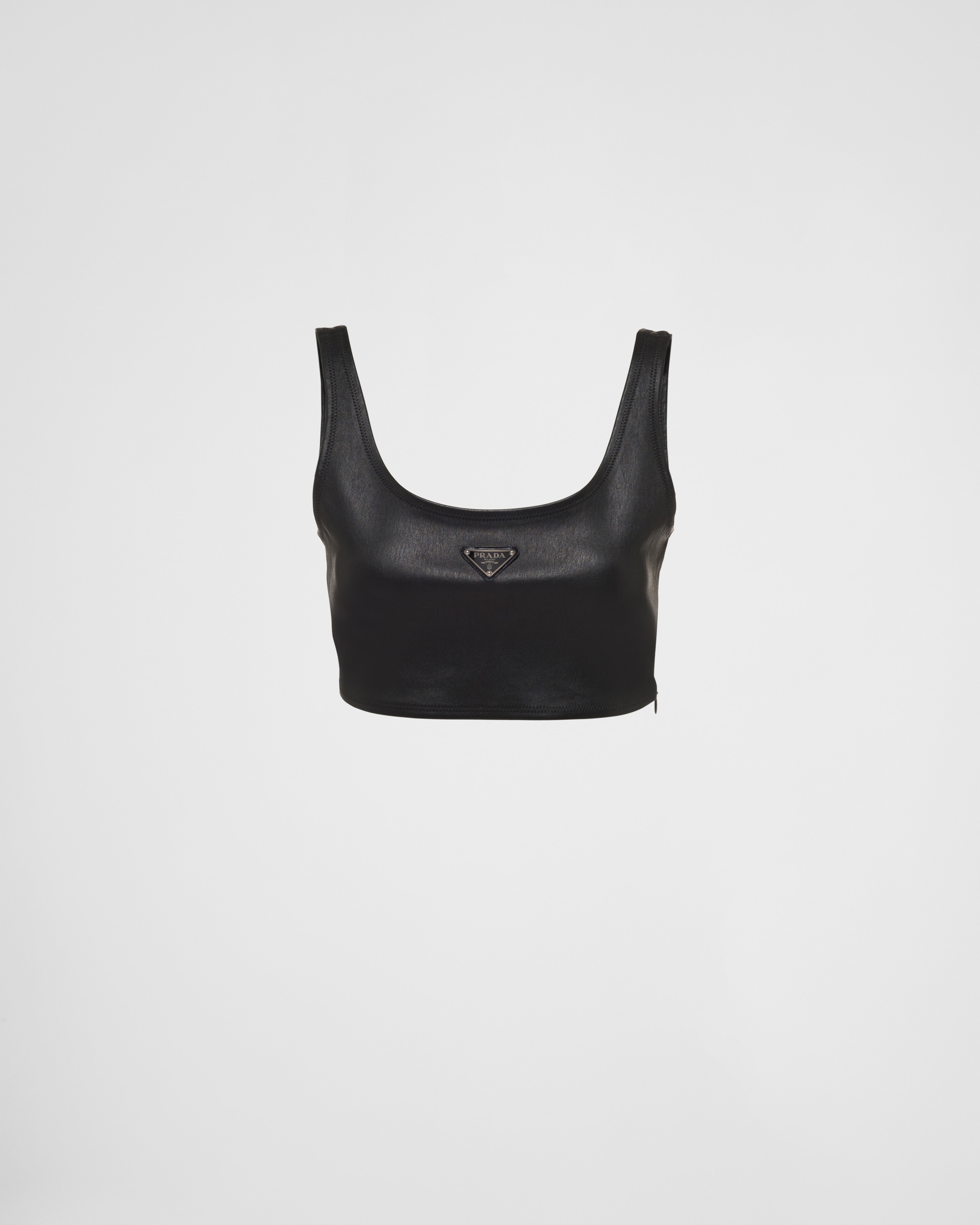 Black Stretch Nappa Leather Top