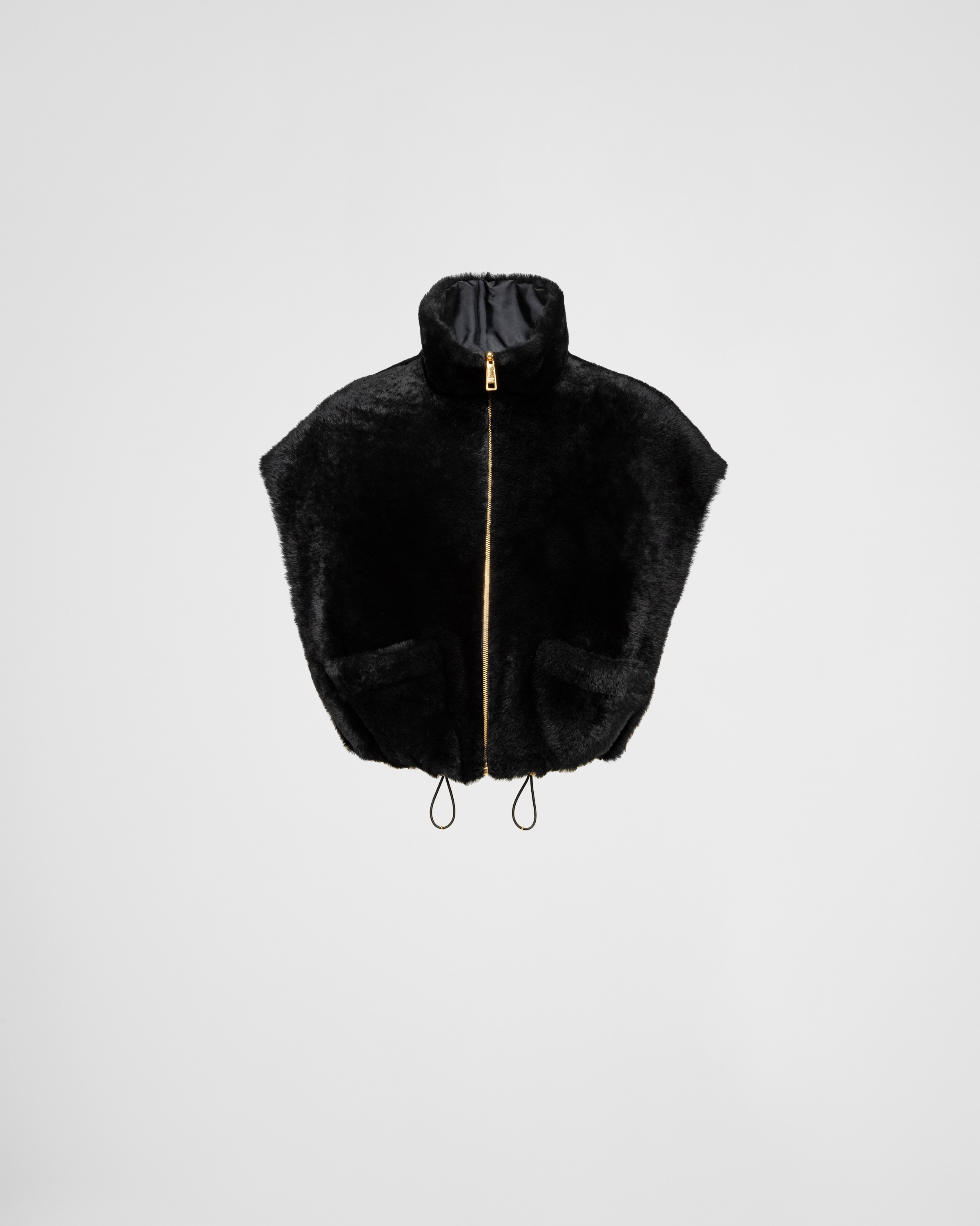 Prada Shearling Vest In Black