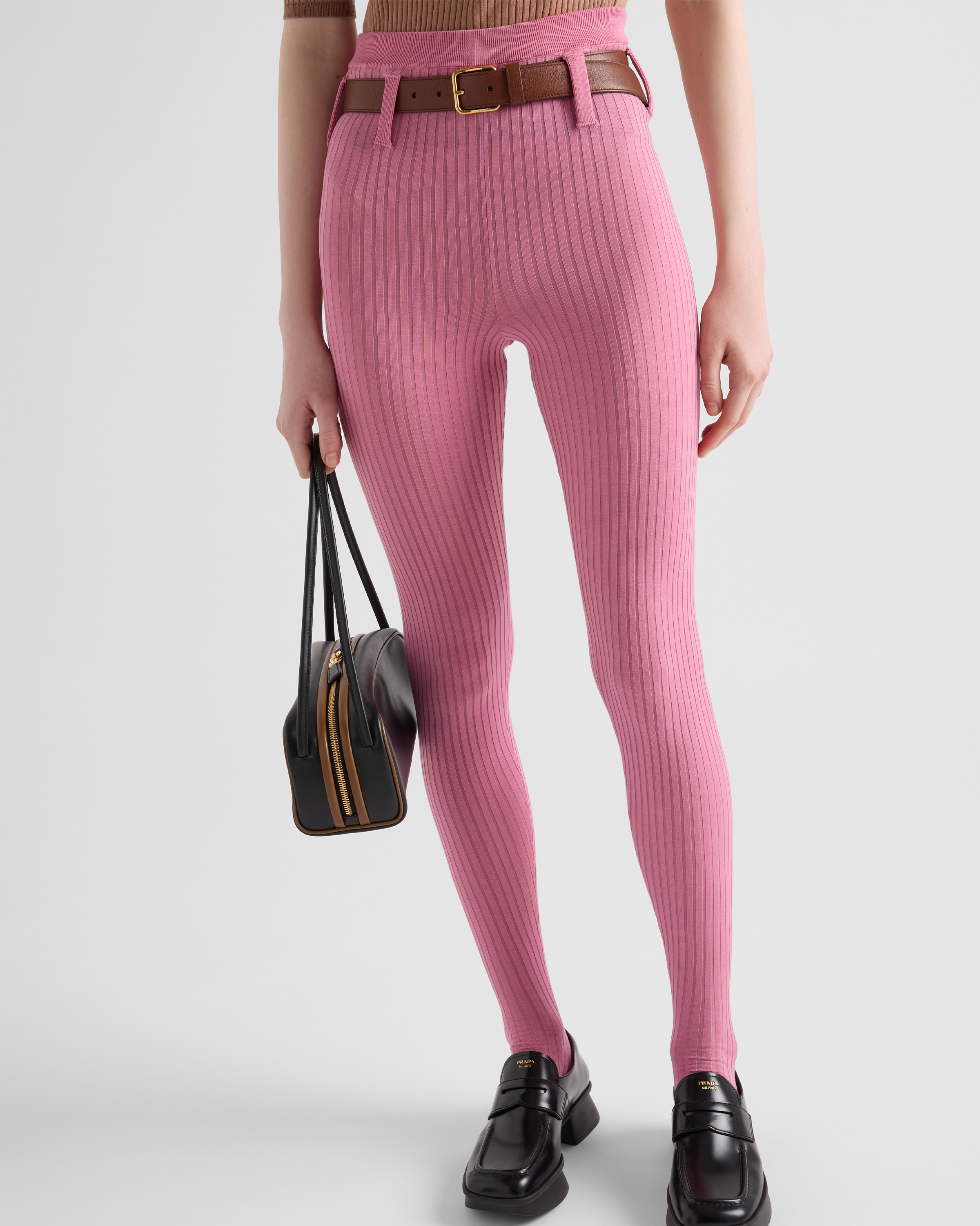 タイツ・ソックス PRADA Ribbed tights Pink Pink Cotton tights | PRADA