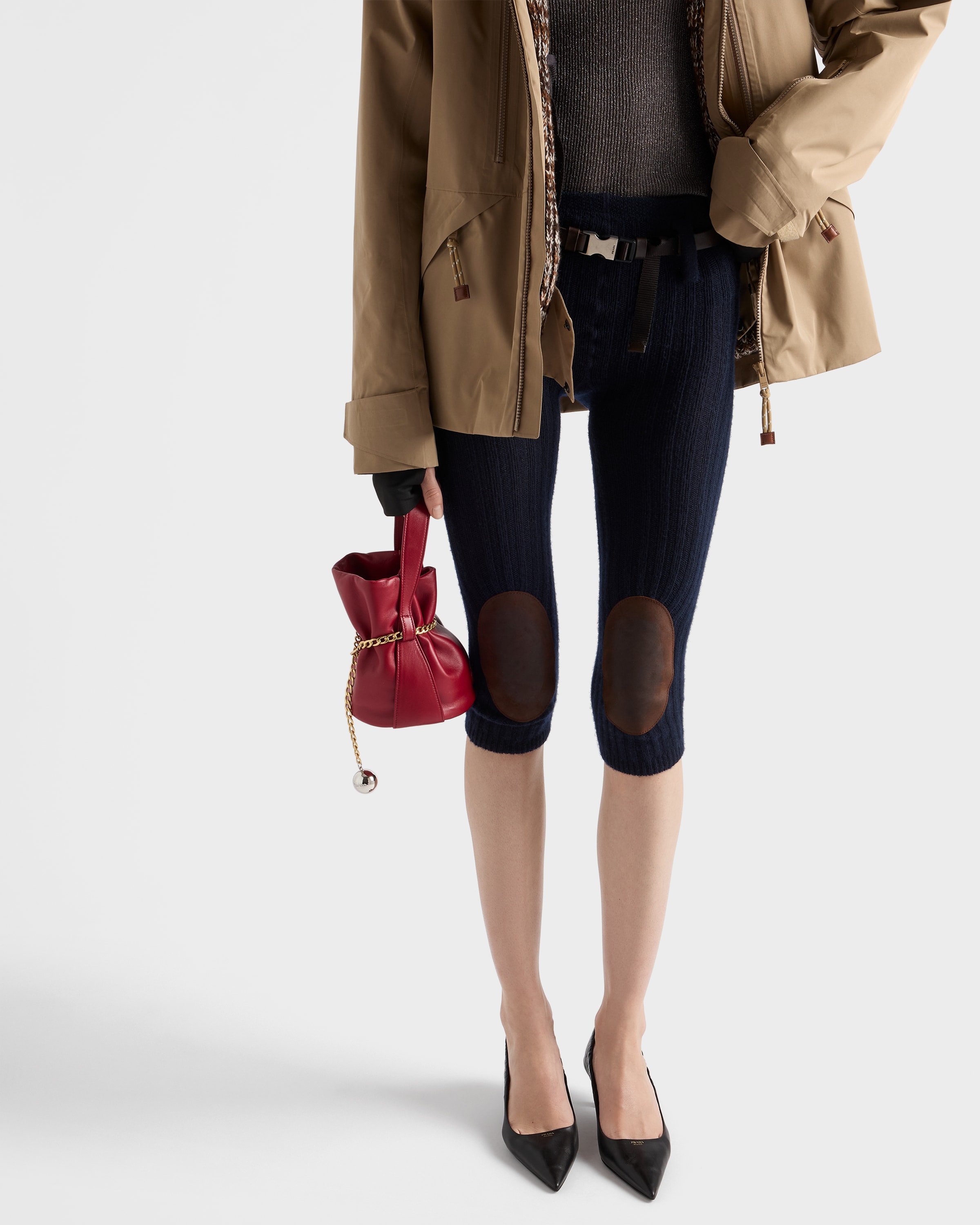 Prada Wool And Cashmere Leggings In Blue