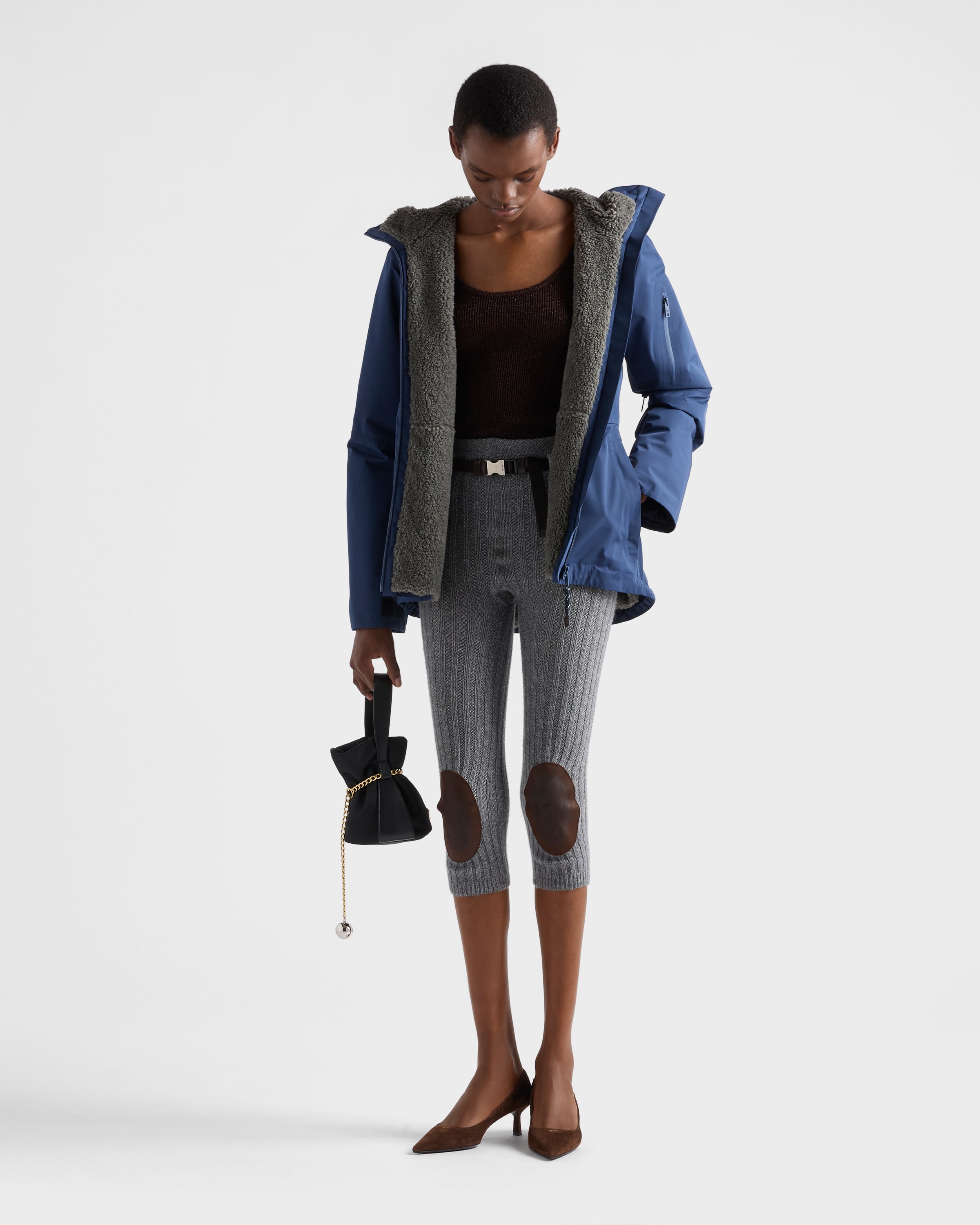 Prada Wool And Cashmere Leggings In Gray