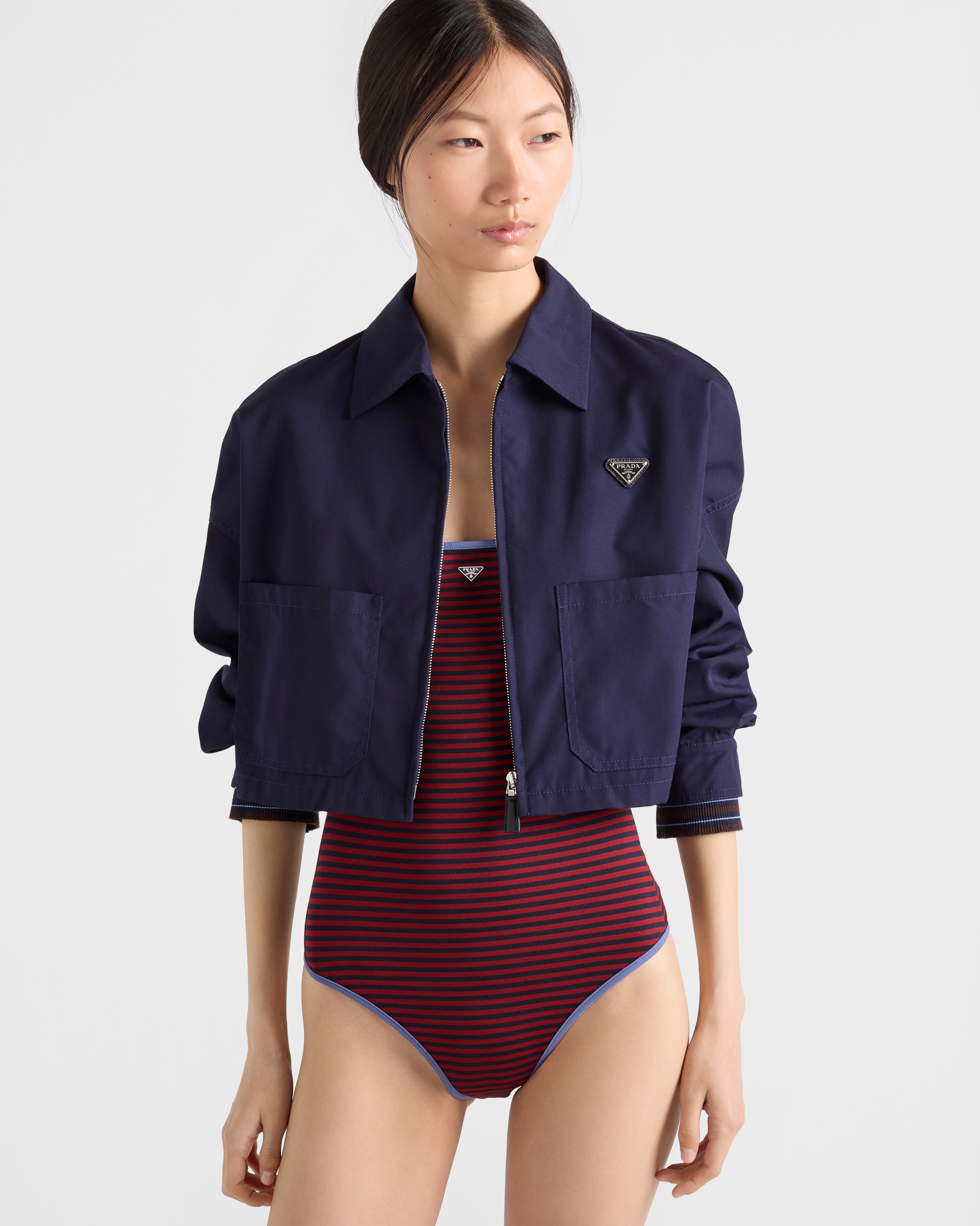 Amaranth Red/Aviator Blue One-piece interlock jersey swimsuit