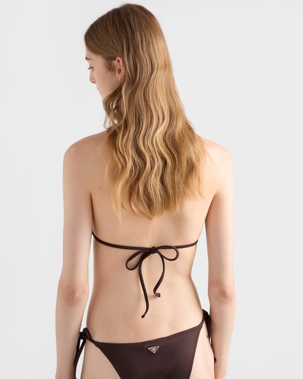 Interlock fabric triangle bikini top - Ebony Interlock fabric triangle bikini top - Ebony