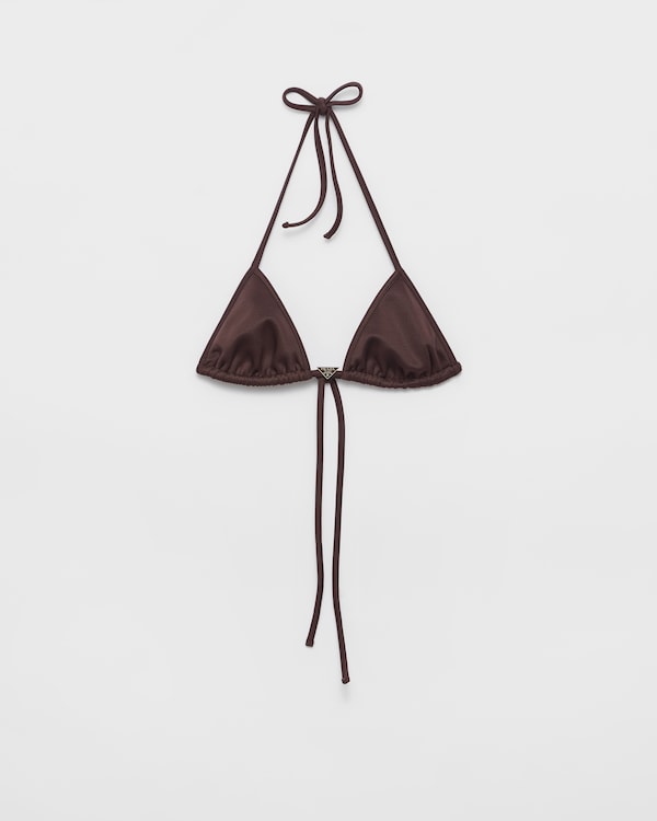Interlock fabric triangle bikini top - Ebony Interlock fabric triangle bikini top - Ebony