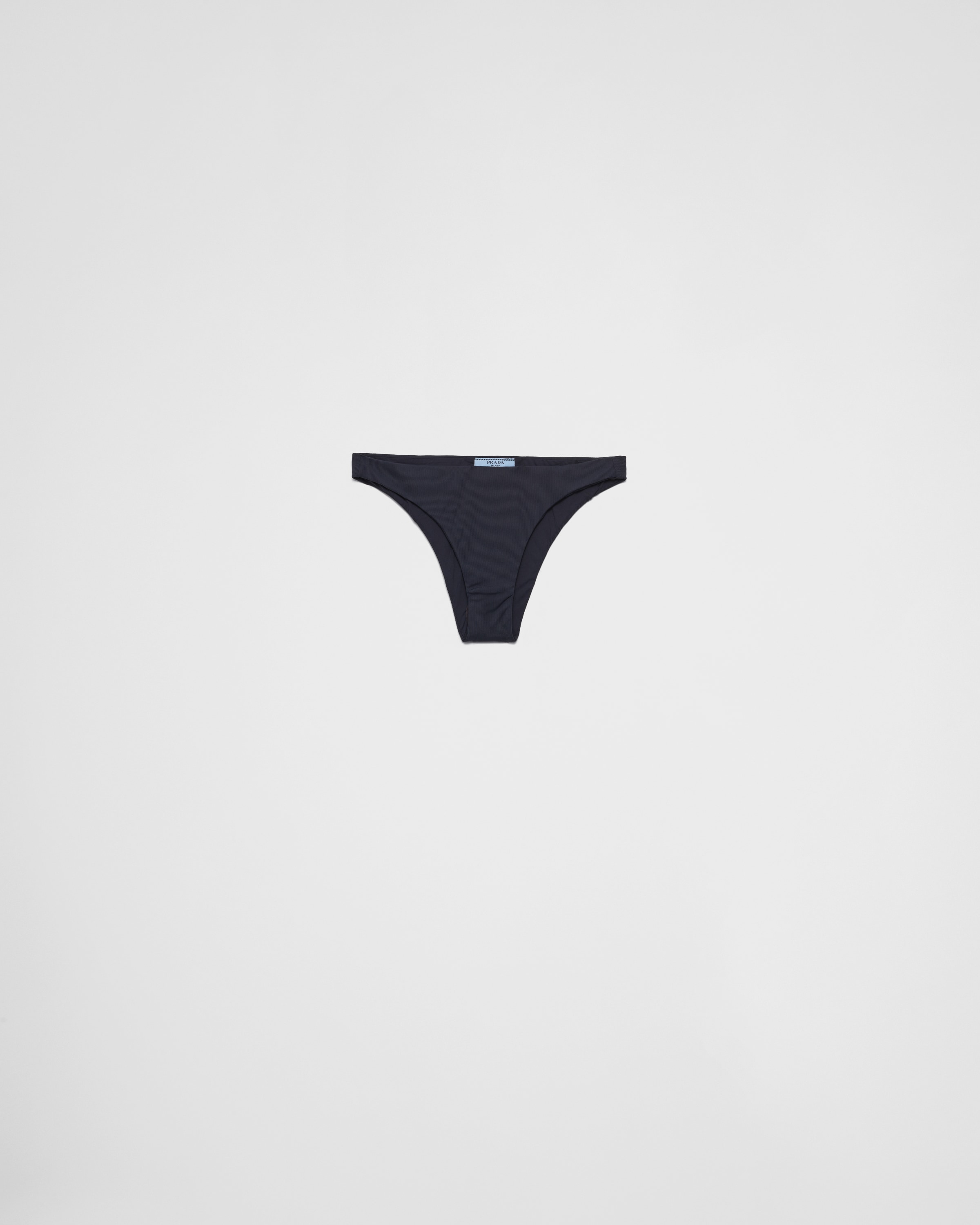 Prada Ribbed Knit Bikini Bottom In Navy
