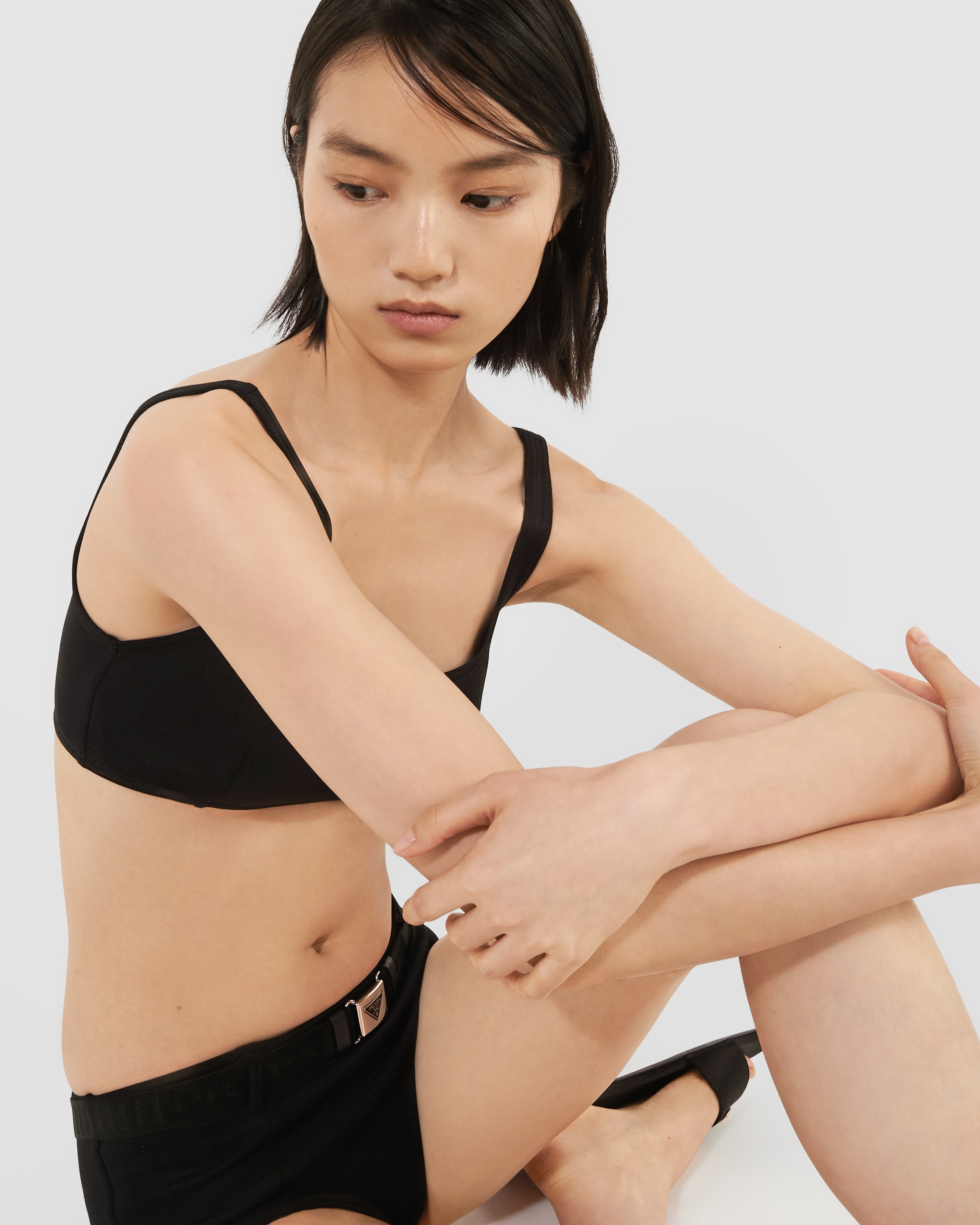 【PRADA】インターロックニット ビキニボトム★ブラック ブラック インターロックニット ビキニボトム | PRADA