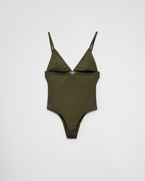 Black Interlock fabric one-piece swimsuit | PRADA