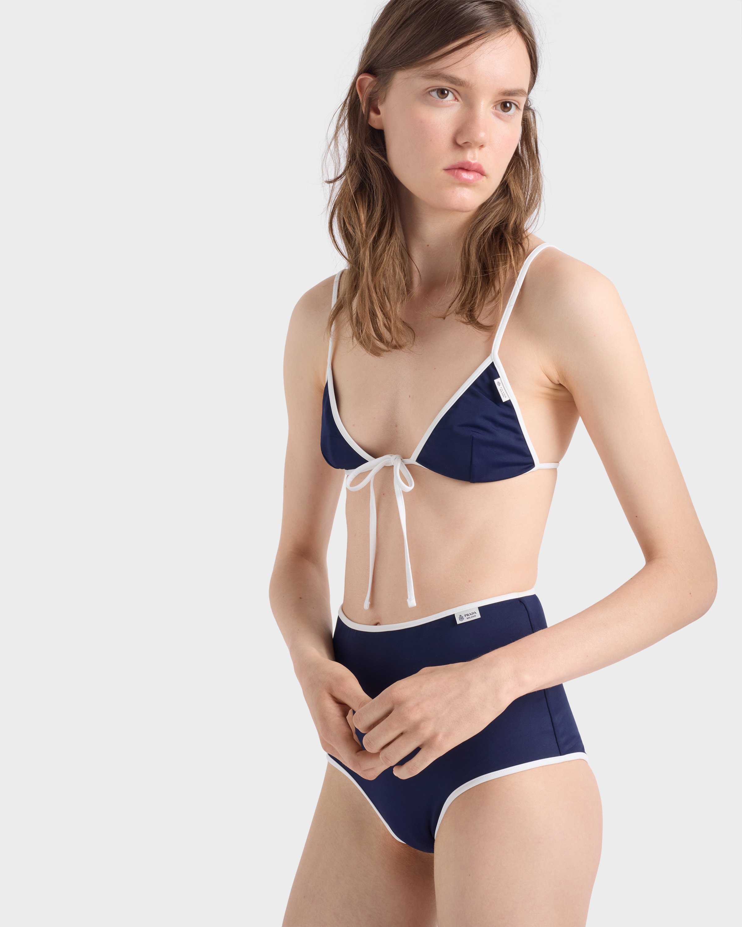 Blue/white Jersey Bikini Panty | PRADA - United States
