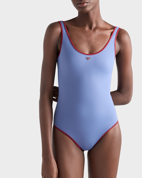 Bañador de una pieza de punto - Azul aviador/Burdeos Bañador de una pieza de punto - Azul aviador/Burdeos