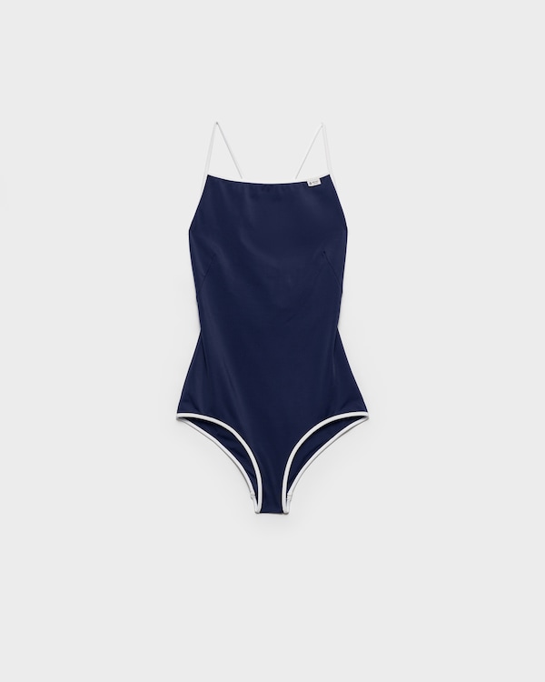 One-piece jersey swimsuit - Blue/White One-piece jersey swimsuit - Blue/White