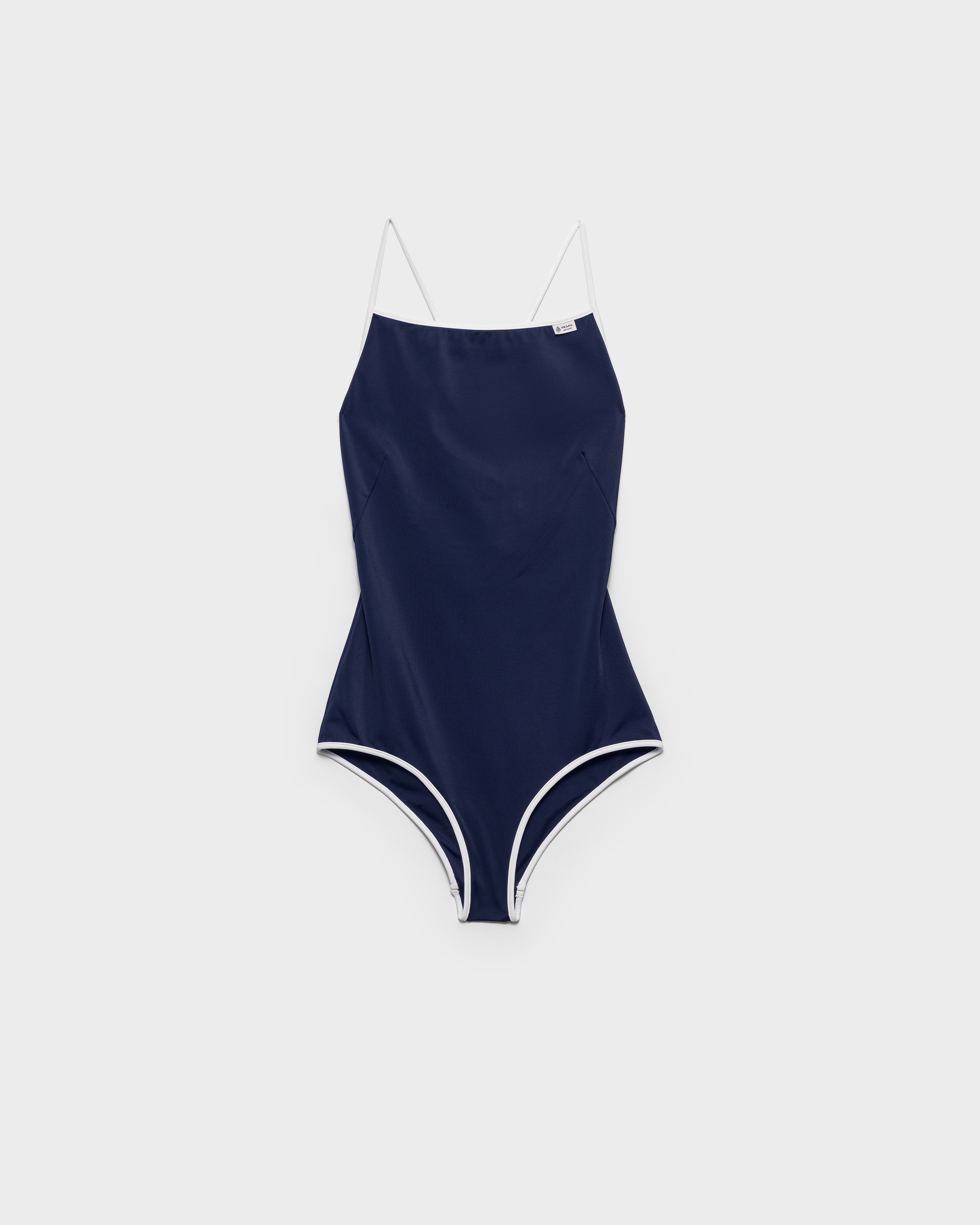Prada Costume Intero In Jersey, Donna, Blu/bianco, Taglia XS