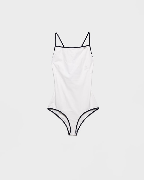 Maillot de bain une pièce en jersey - Blanc/Bleu Maillot de bain une pièce en jersey - Blanc/Bleu