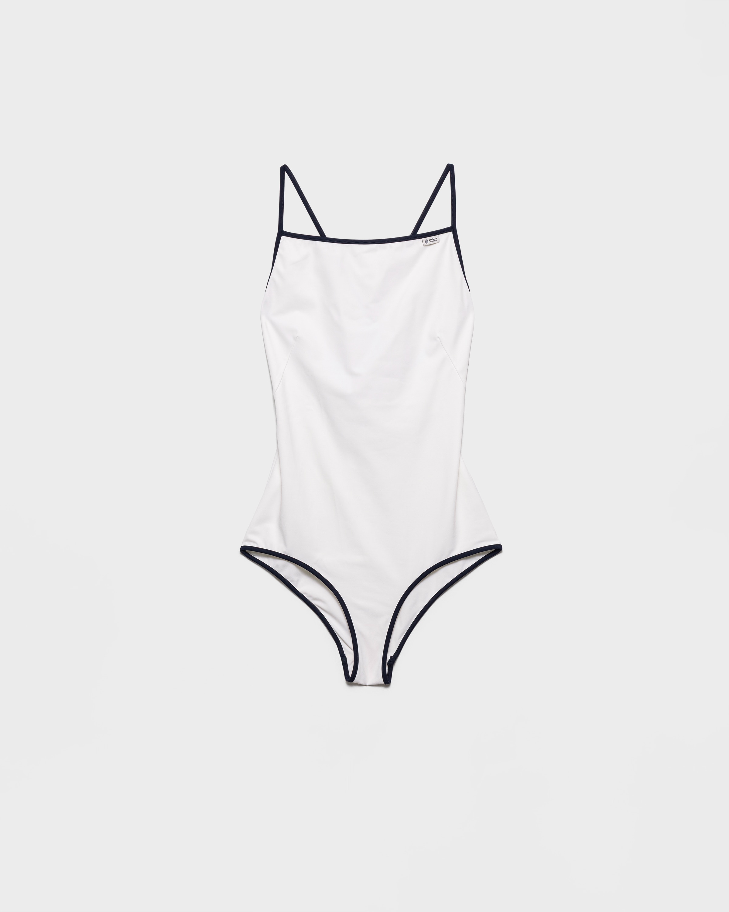 Prada Costume Intero In Jersey, Donna, Bianco/blu, Taglia S