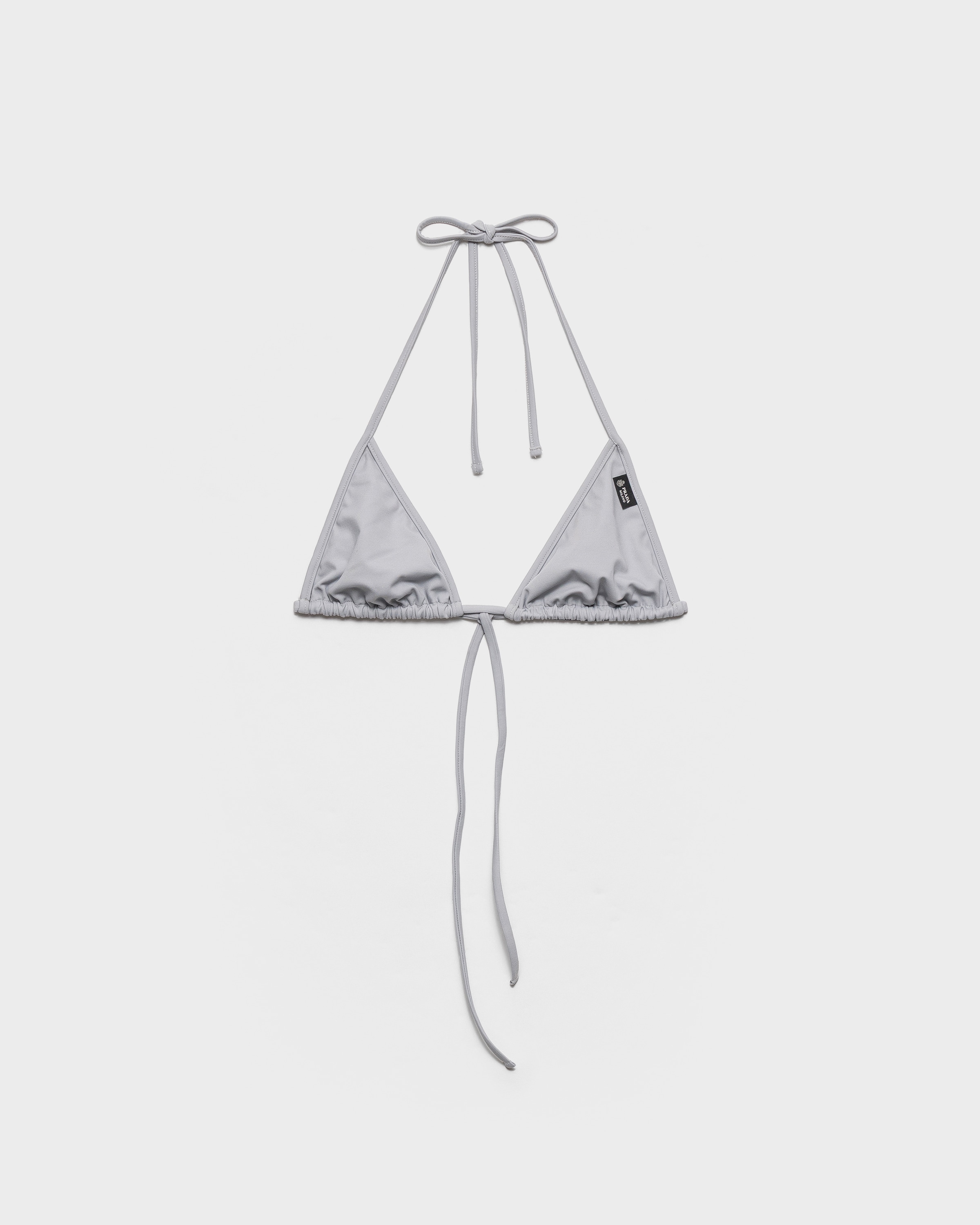 Prada Top De Bikini De Punto, Mujer, Gris Perla, Talla XS