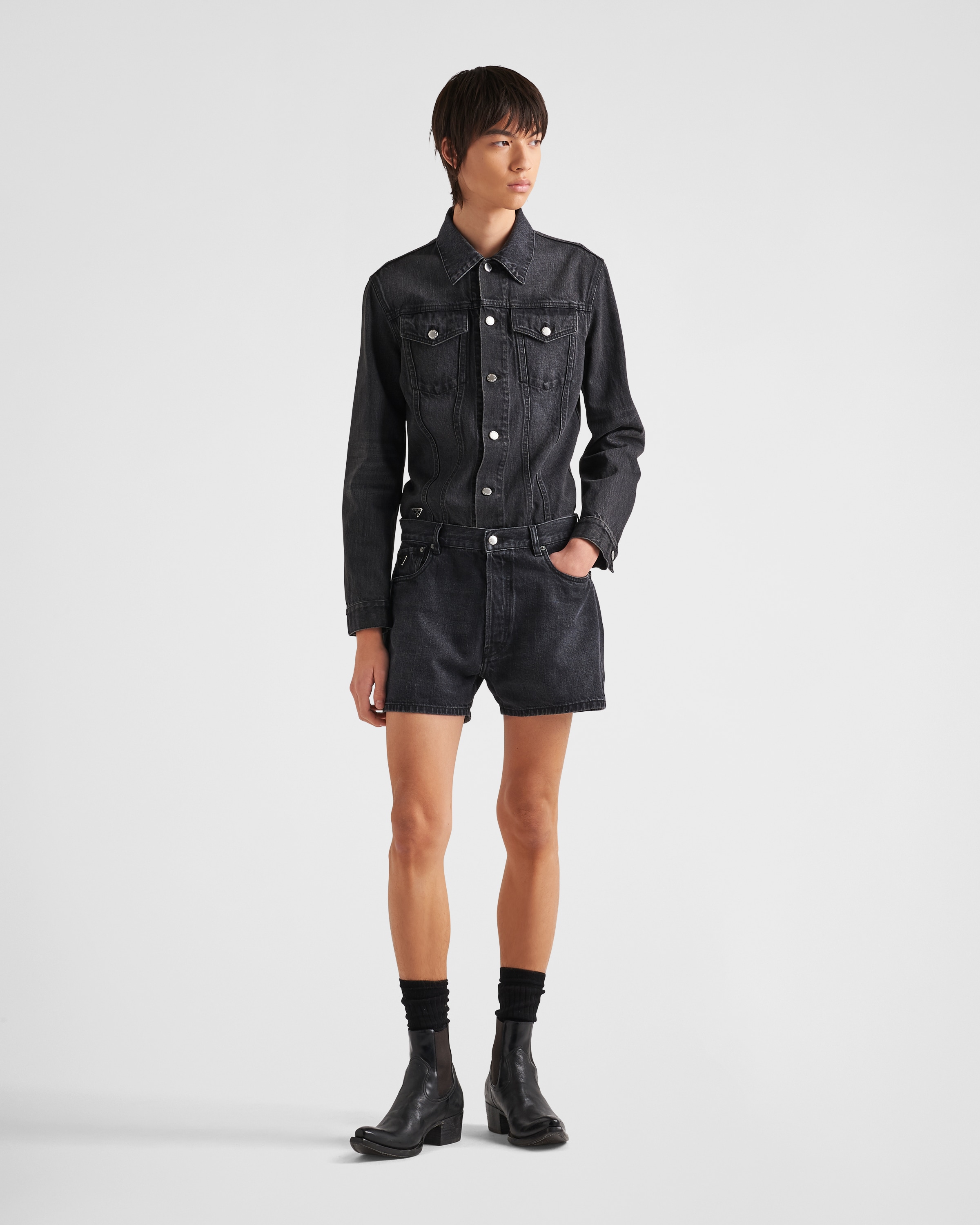 PRADA プラダ クルーネックデニムブルゾン 24SS】新作 セルビッジデニム ブルゾン ◇プラダ◇人気 (PRADA