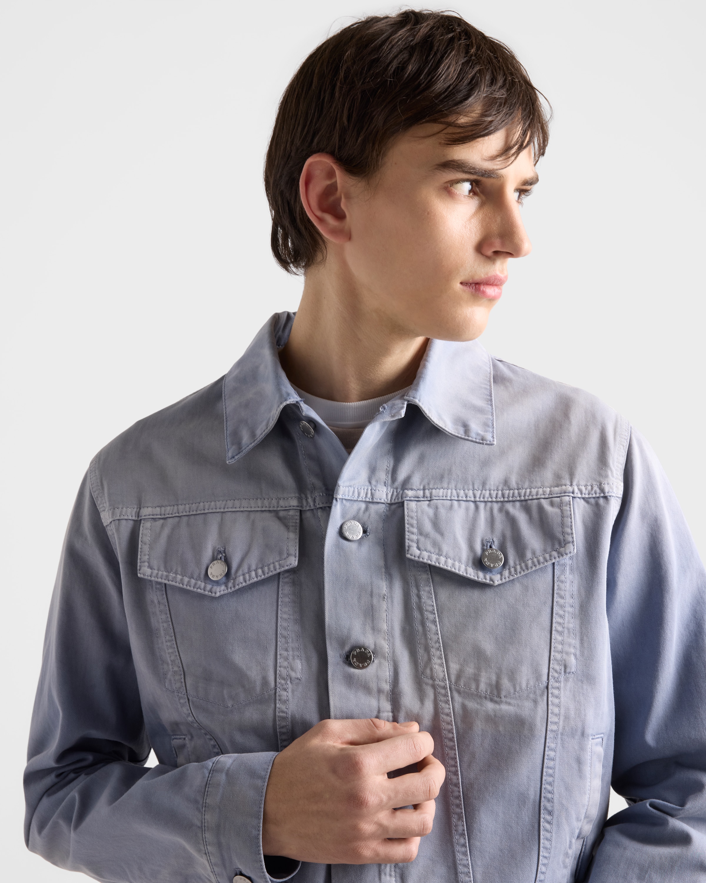 Blue Gray Gabardine Blouson Jacket | PRADA