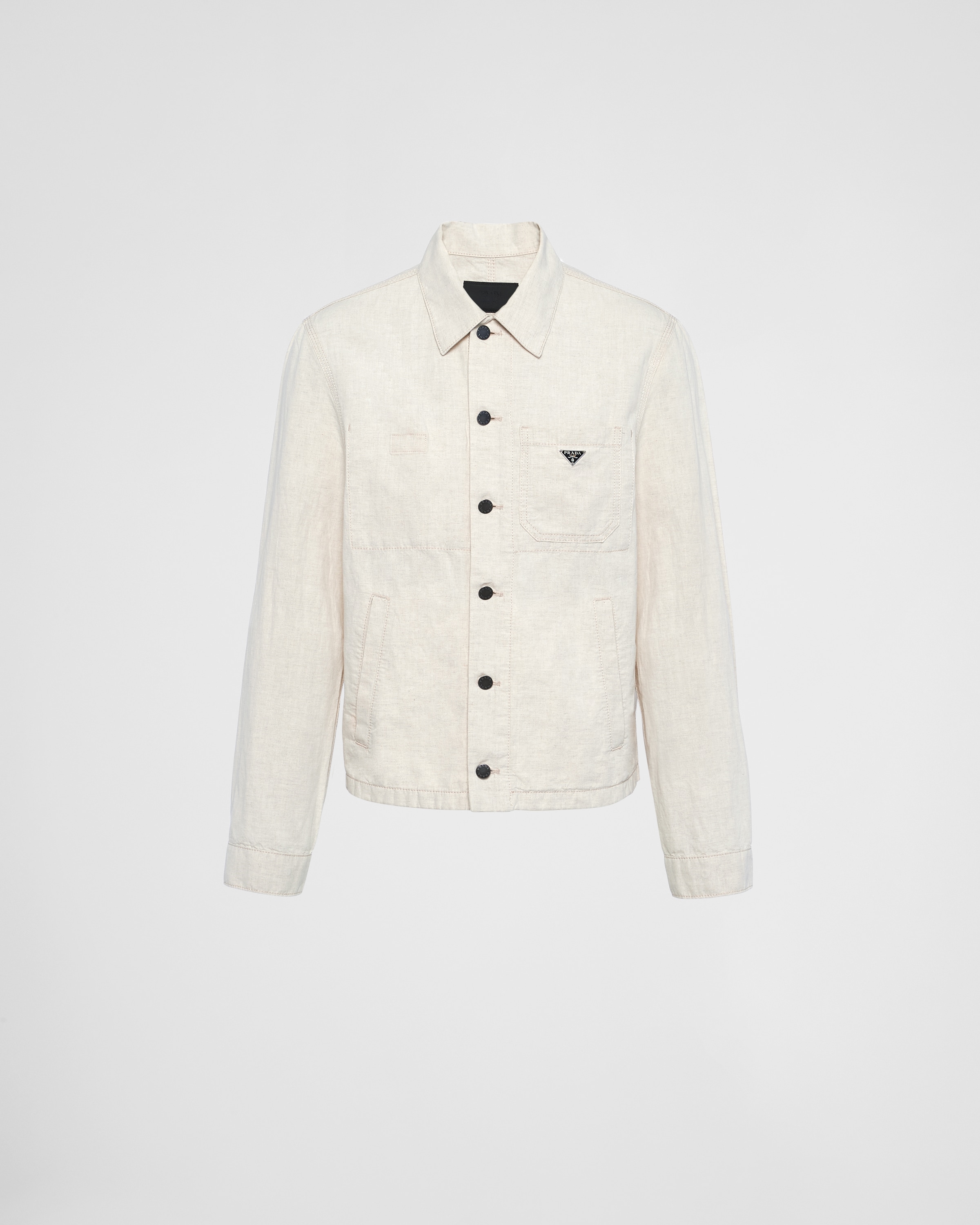 Prada Chambray Blouson Jacket In Natural