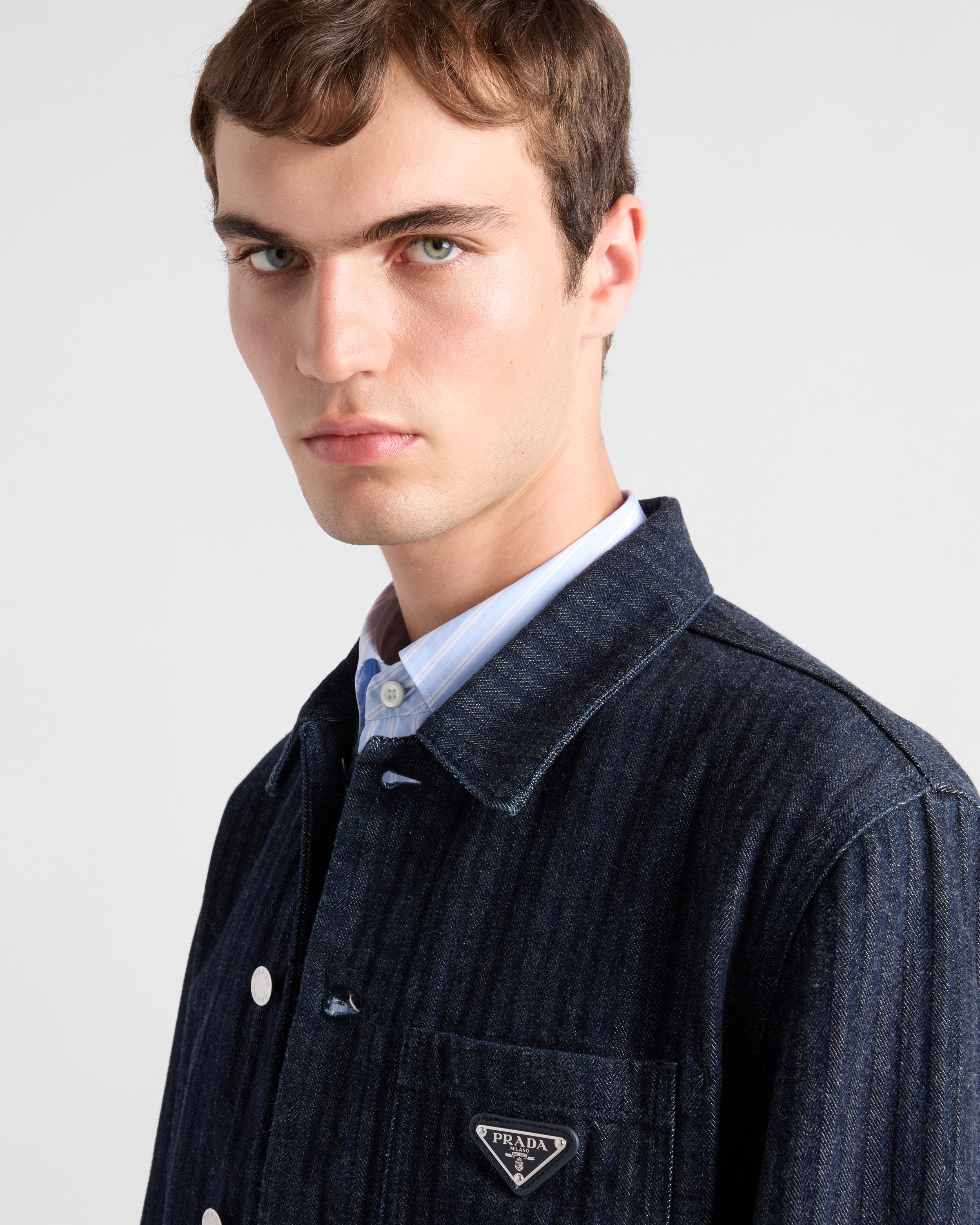 Navy Chevron Denim Blouson Jacket | PRADA