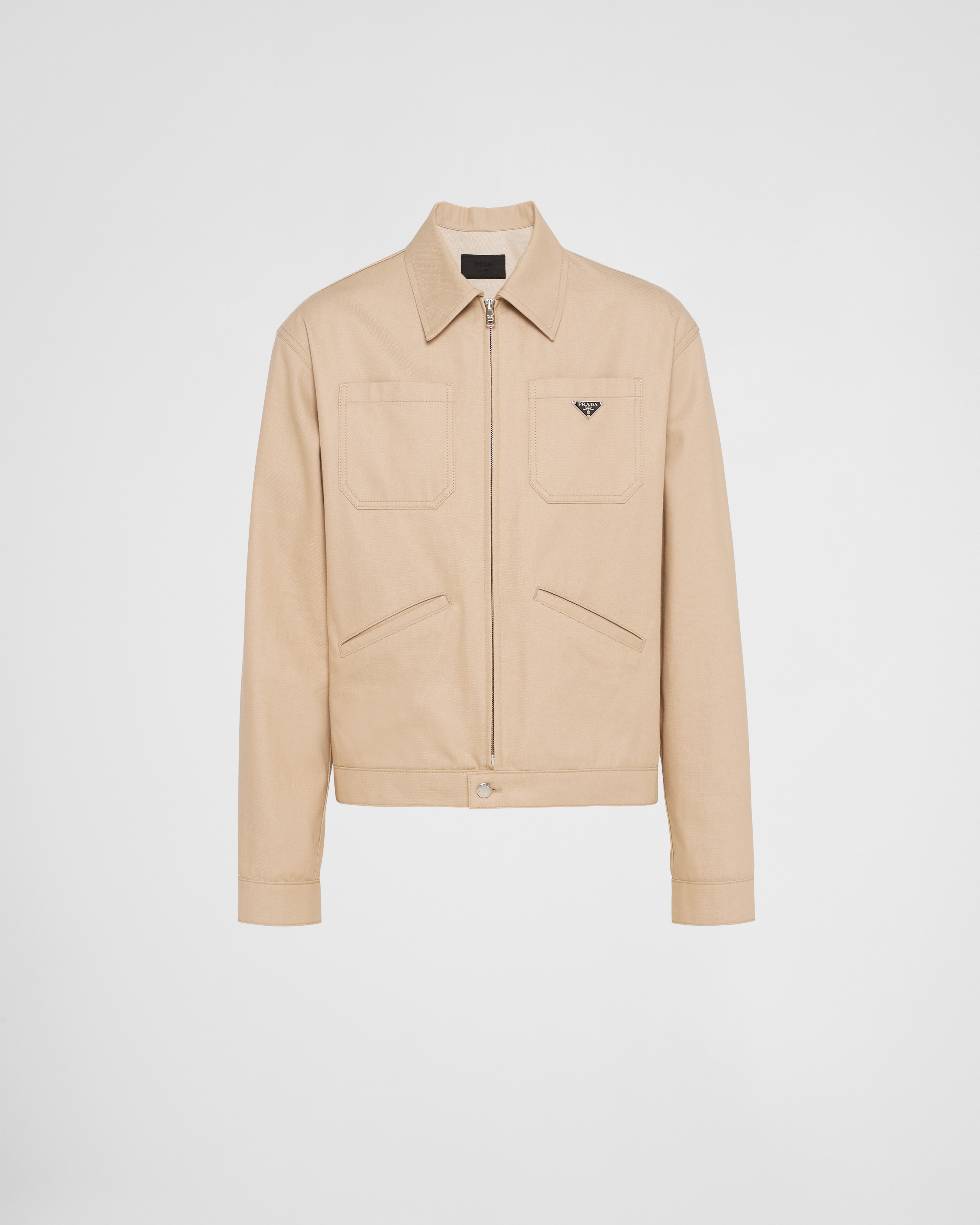 Shop Prada Denim Blouson Jacket In Neutral