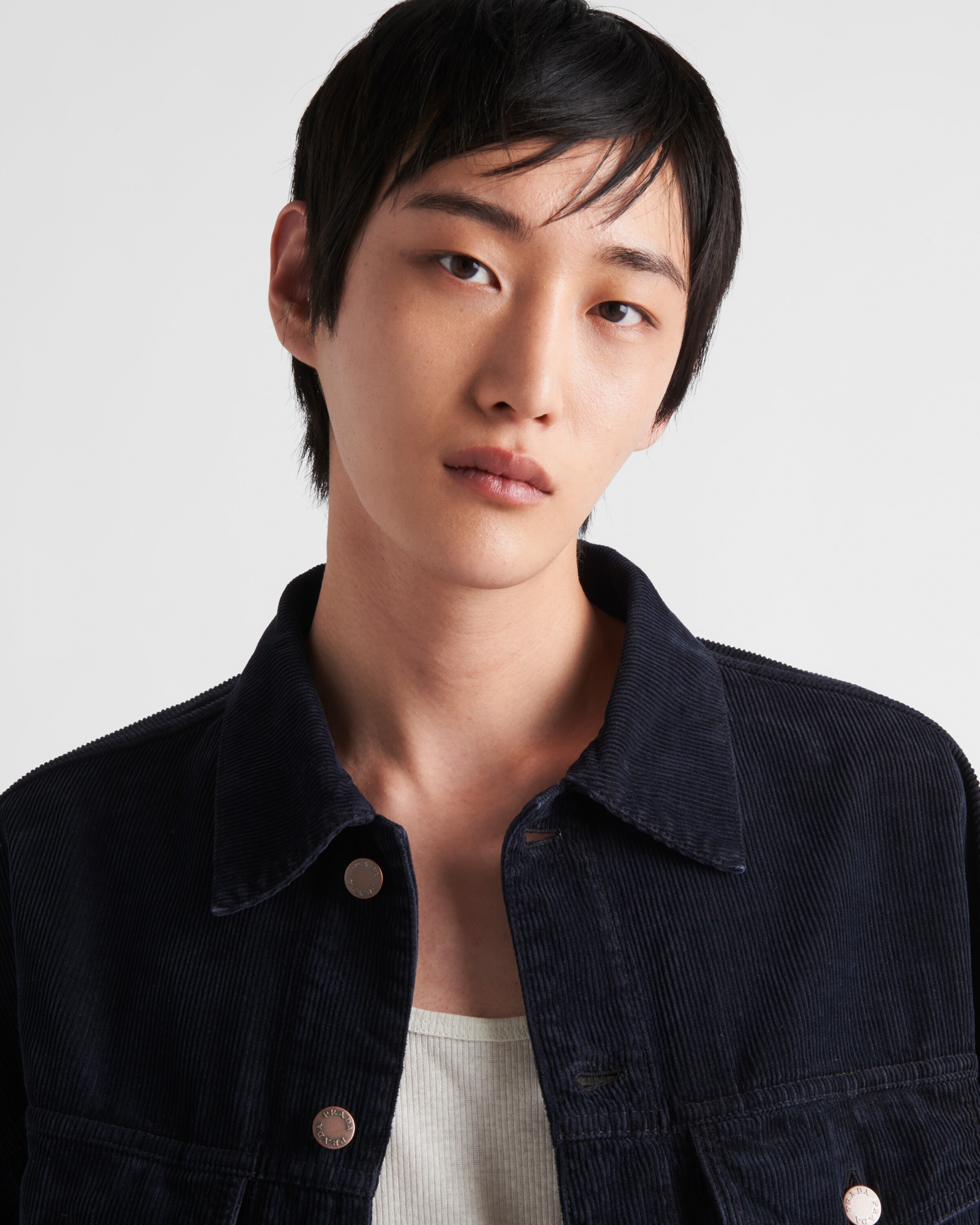 ネイビー コーデュロイ ブルゾンジャケット | PRADA