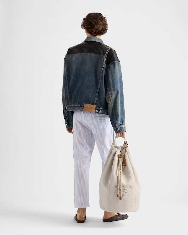 Denim and leather jacket - Navy Denim and leather jacket - Navy