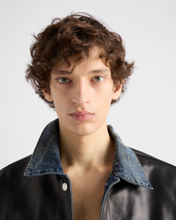 Denim and leather jacket - Navy Denim and leather jacket - Navy