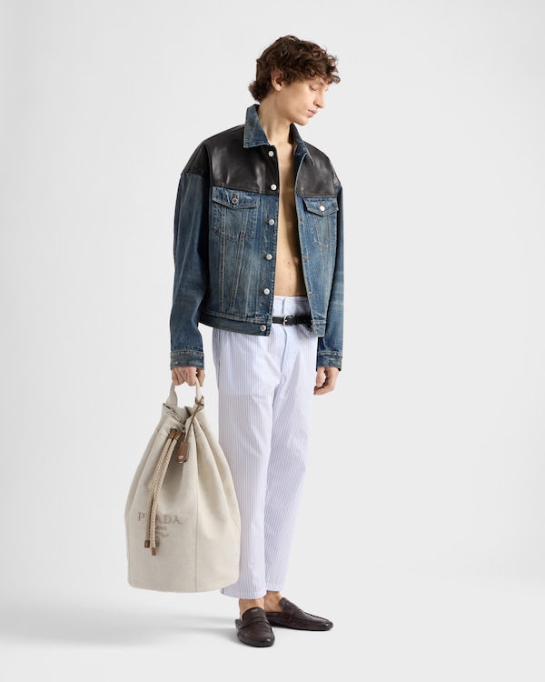 Denim and leather jacket - Navy Denim and leather jacket - Navy