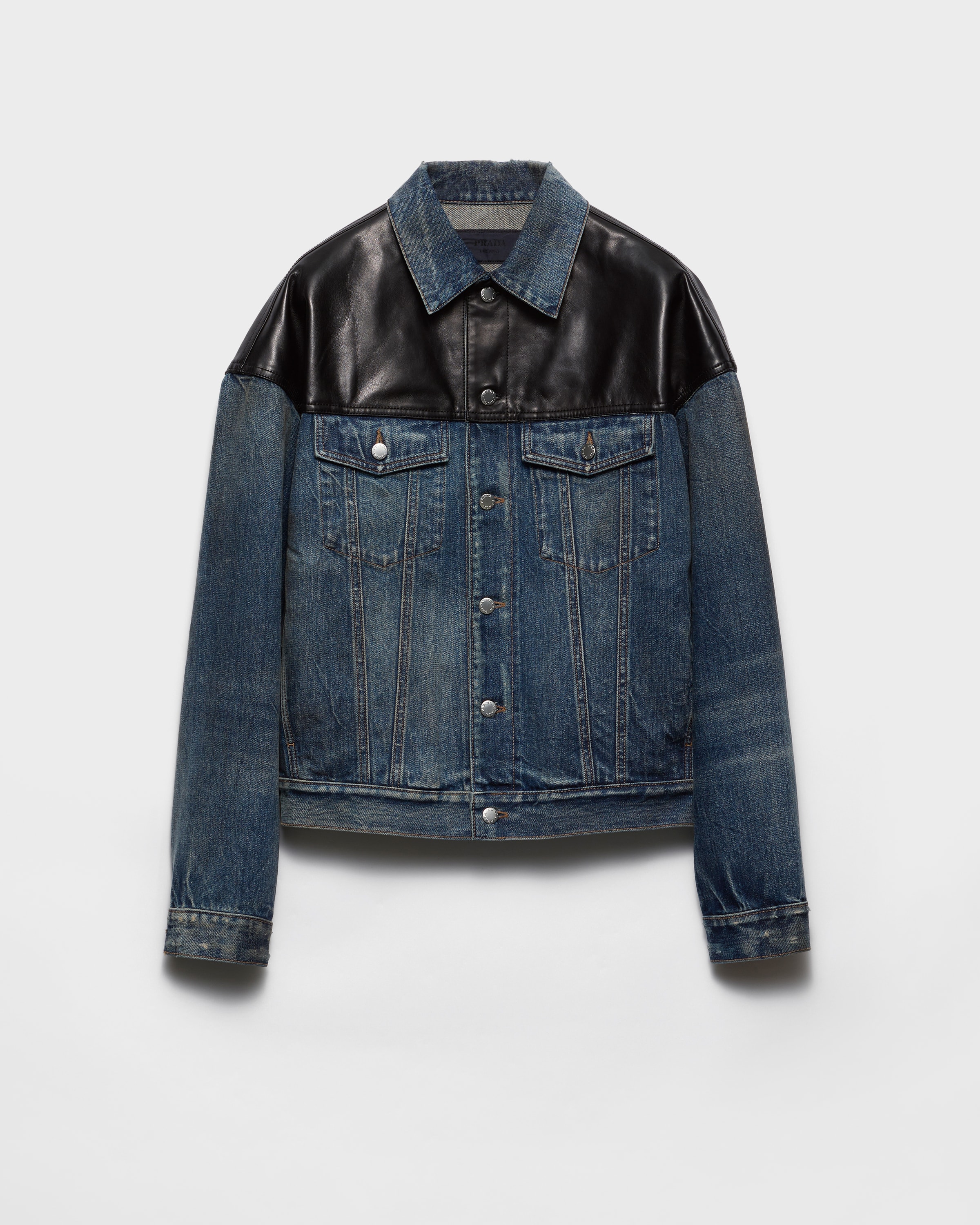 【正規品】 Leather And Denim Navy Jacket PRADA | ジャケット・アウター