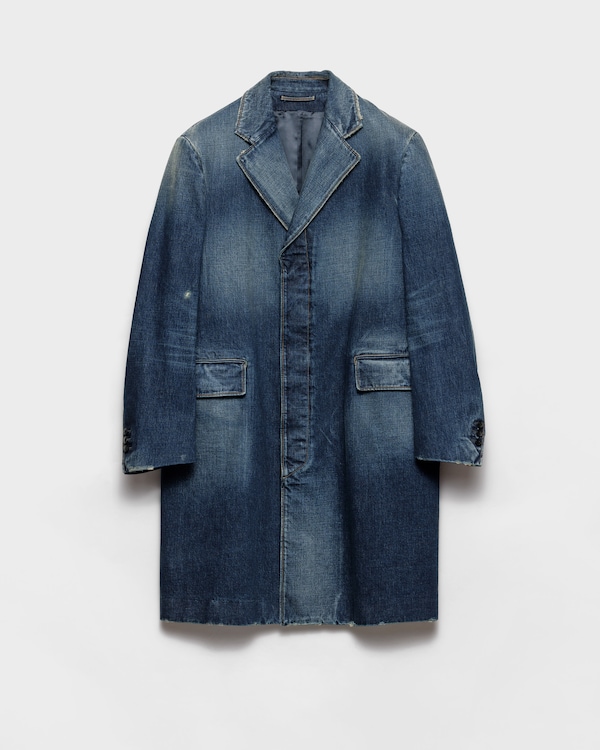 Aviation Blue Single-breasted wool and mohair jacket | PRADA