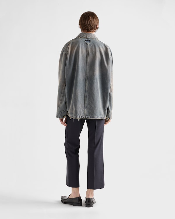 Distressed canvas blouson jacket - Navy Distressed canvas blouson jacket - Navy