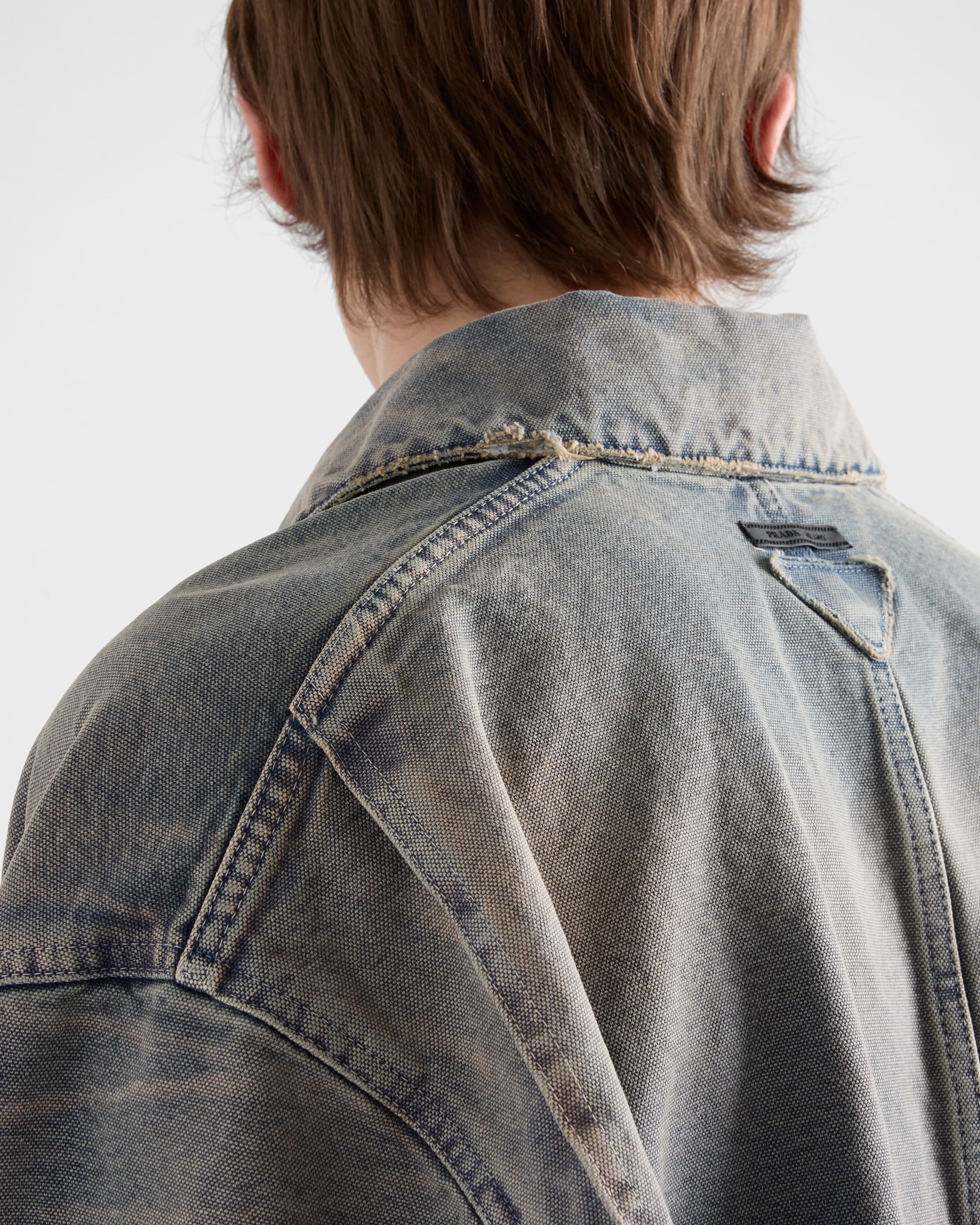 Navy Distressed canvas blouson jacket | PRADA
