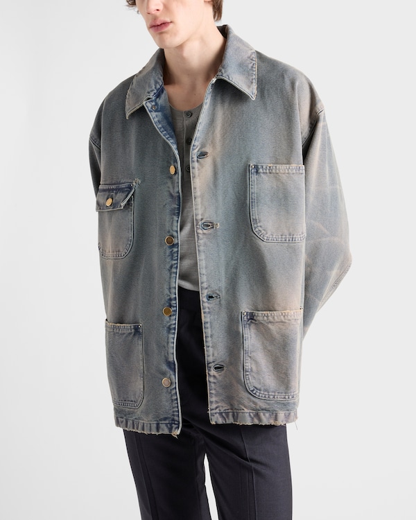 Distressed canvas blouson jacket - Navy Distressed canvas blouson jacket - Navy
