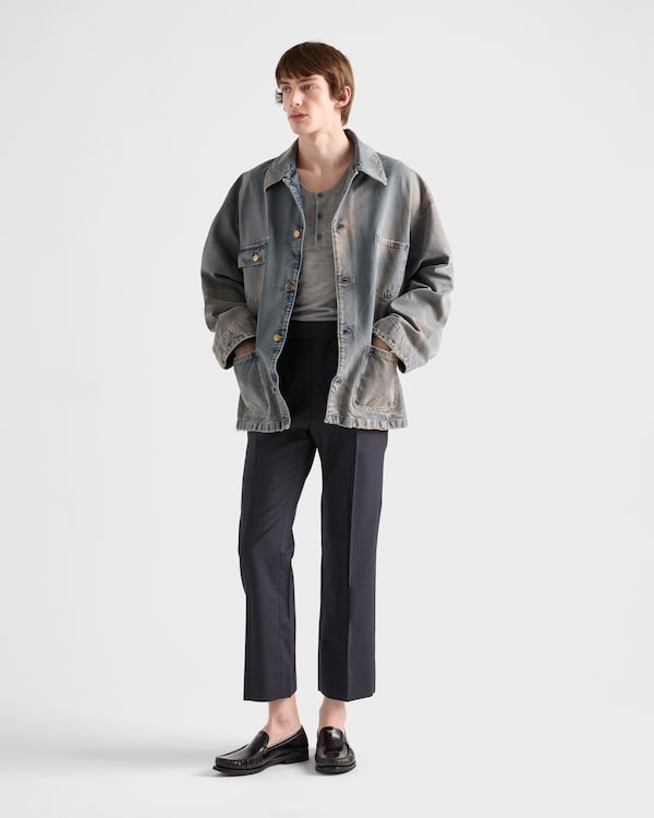 Distressed canvas blouson jacket - Navy Distressed canvas blouson jacket - Navy